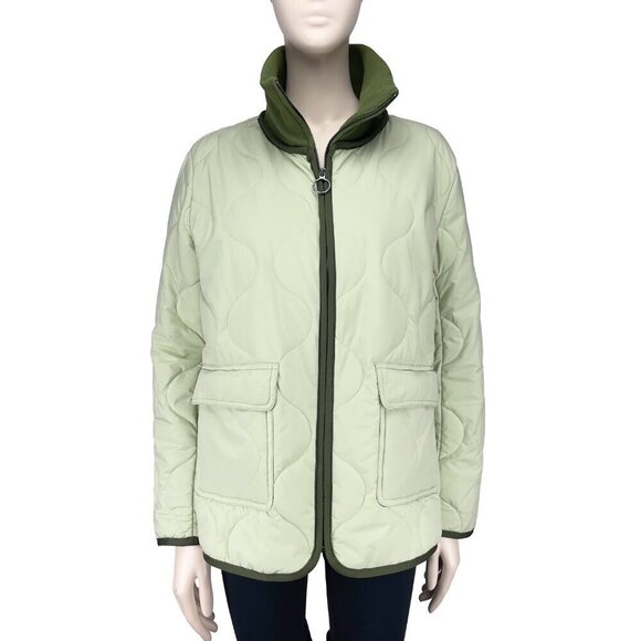 ELLEN TRACY Preppy Light Oversized Jacket Quilted Barn Outdoor Light Green sz L - Picture 1 of 10